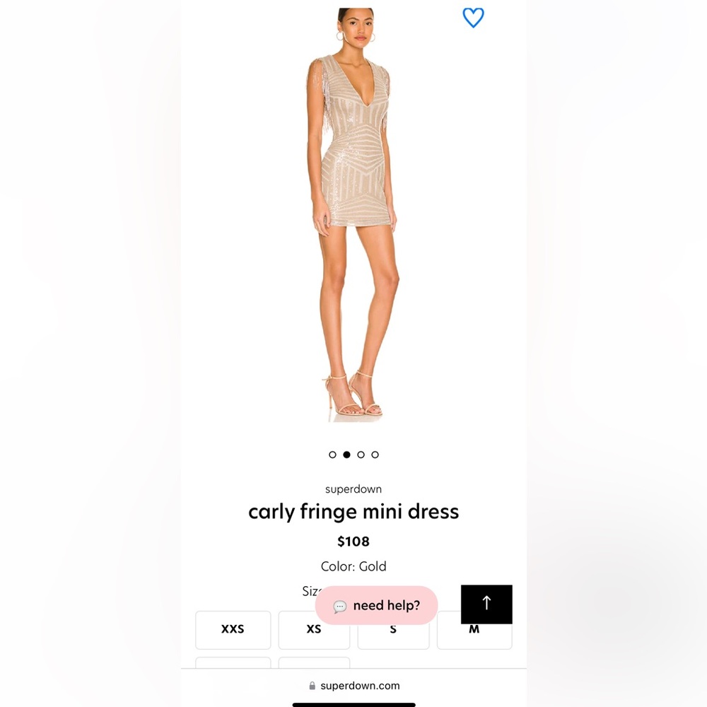 SUPERDOWN Dress-Carly fringe mini dress-Gold XS